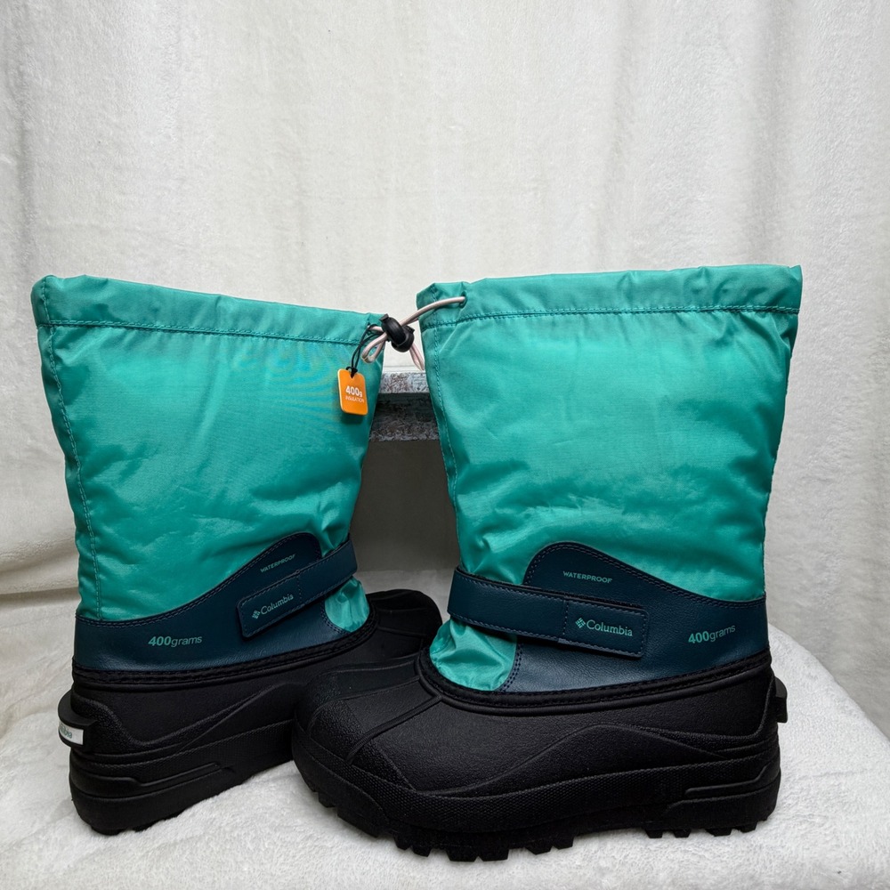 NWT Columbia Snow Boots Kids Size 7 Teal Black Waterproof Insulated BY1324-454